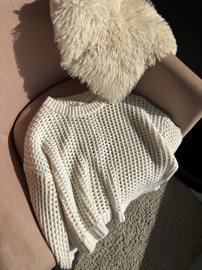 White Crochet Full Sleeve Top