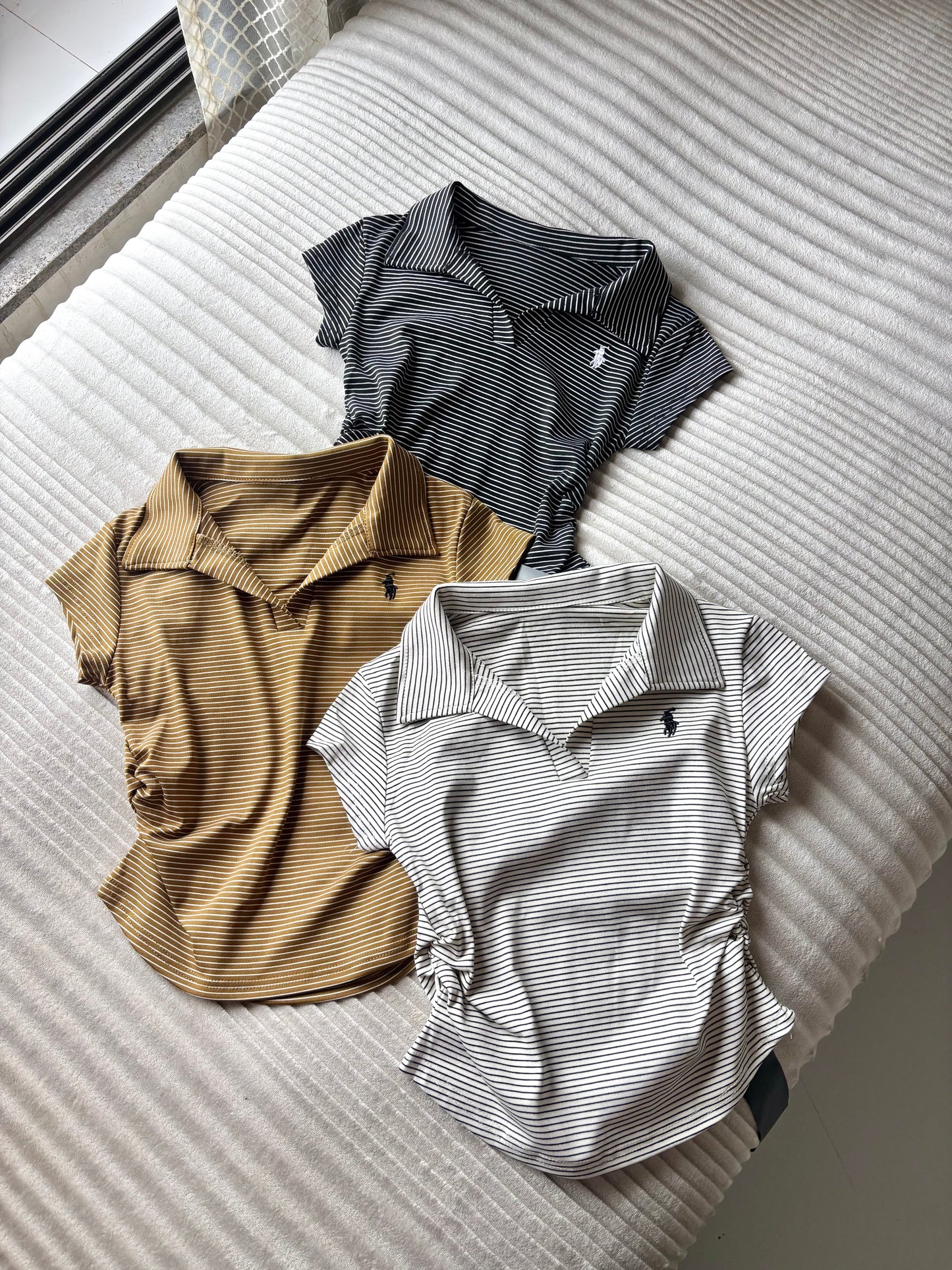 Premium Striped Polo Tees