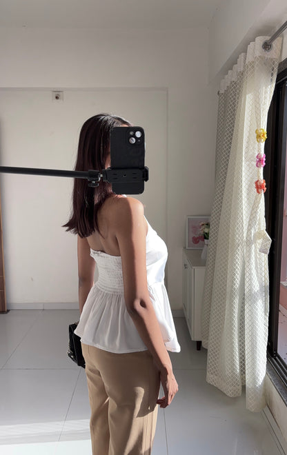 White Satin Halter Neck Top