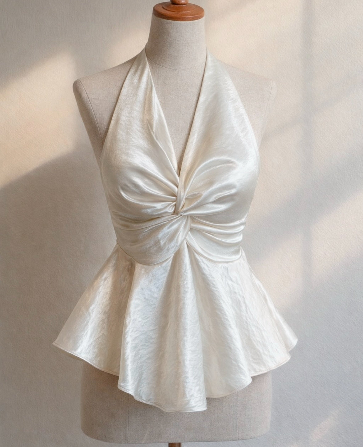 White Satin Halter Neck Top