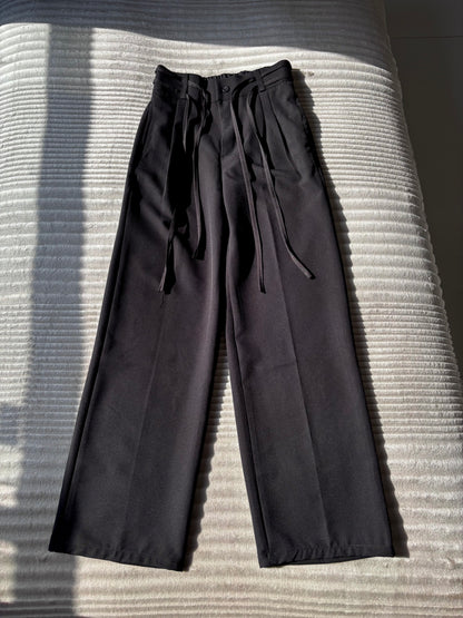 Pleated Wrap-Belt Trouser