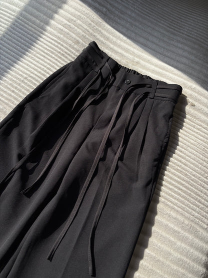 Pleated Wrap-Belt Trouser