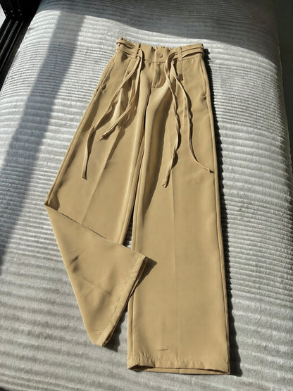Pleated Wrap-Belt Trouser