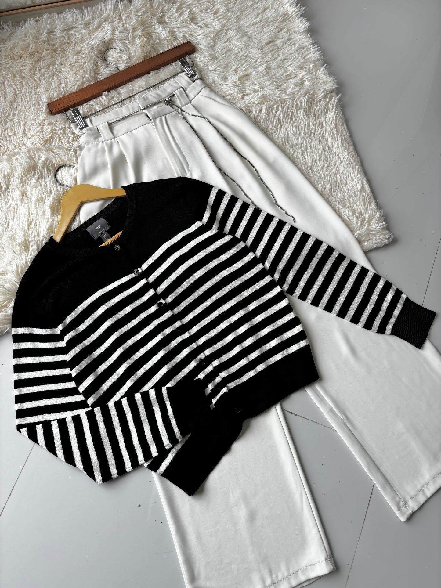 H&M Striped Knit Cardigan (Black)