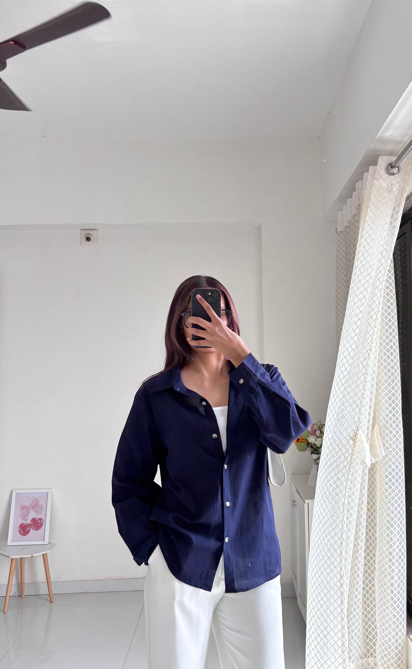 Navy Blue Basic Cotton Shirt