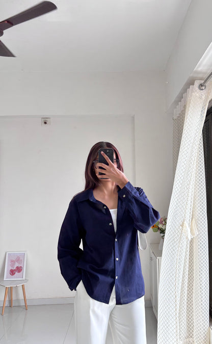 Navy Blue Basic Cotton Shirt