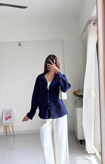 Navy Blue Basic Cotton Shirt