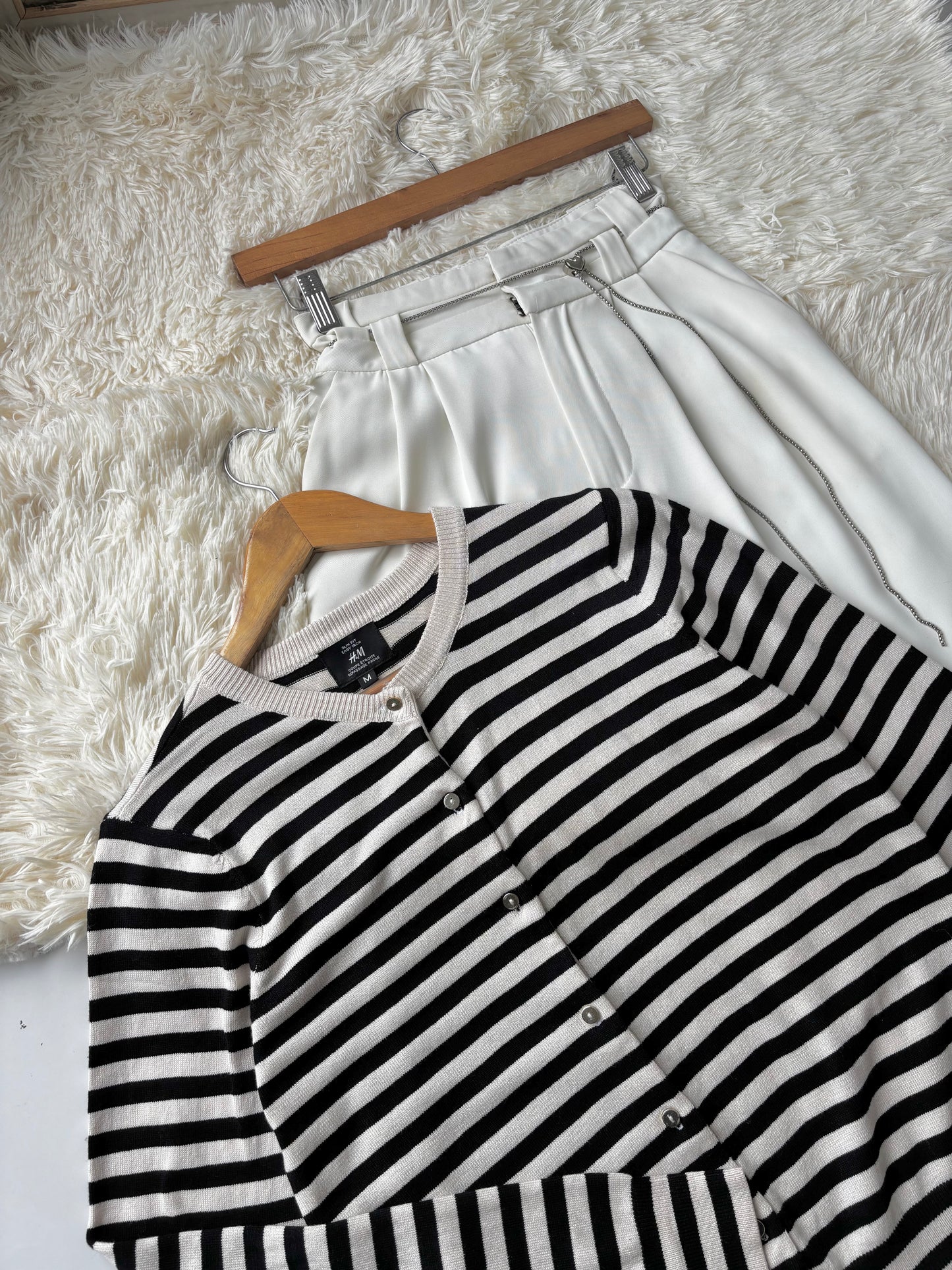H&M Striped Knit Cardigan (Beige n Black)