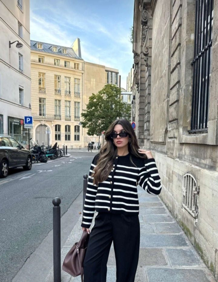 H&M Striped Knit Cardigan (Black)