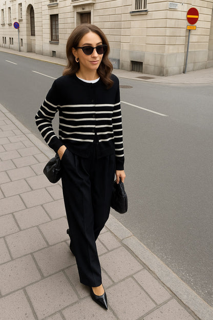 H&M Striped Knit Cardigan (Black)