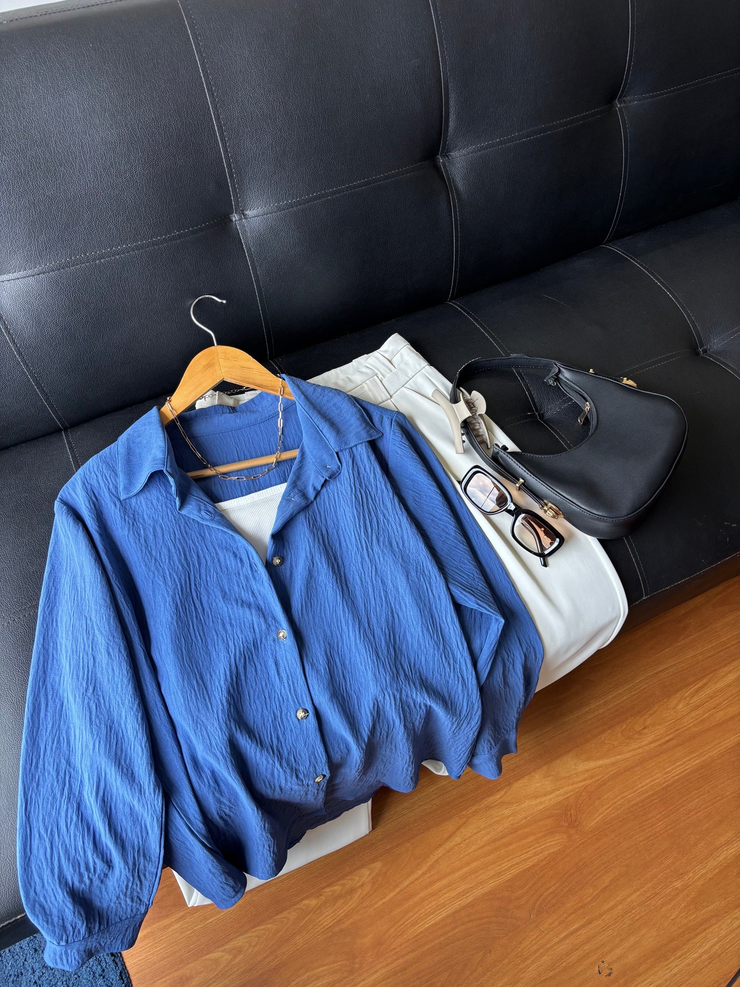 Blue Textured Shirt