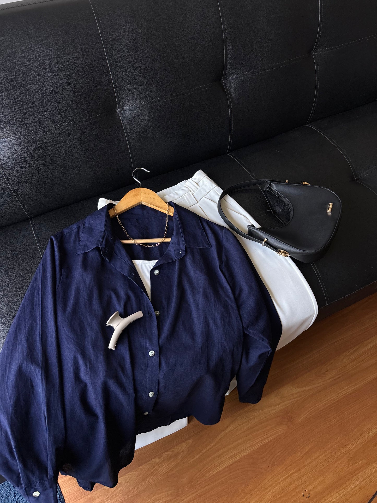 Navy Blue Basic Cotton Shirt