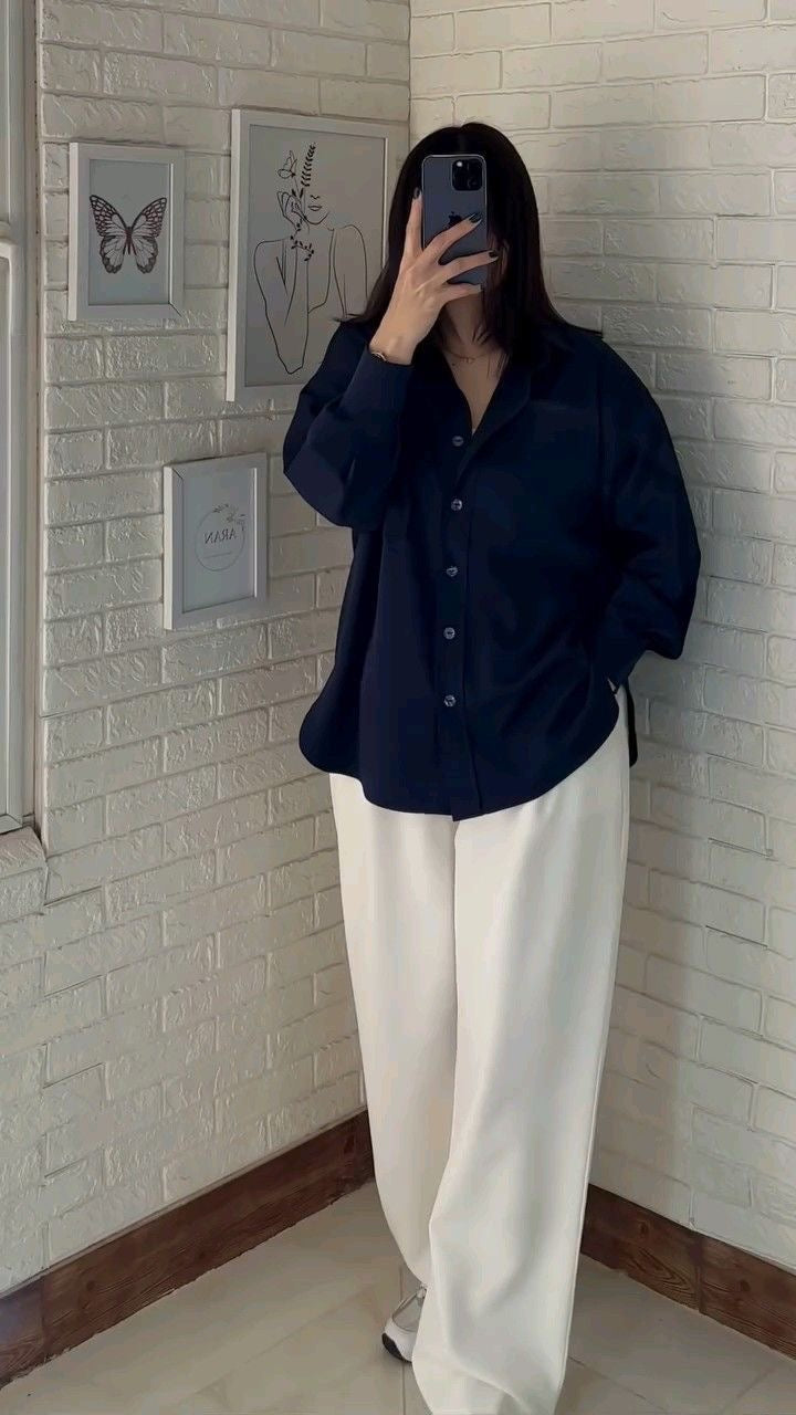 Navy Blue Basic Cotton Shirt
