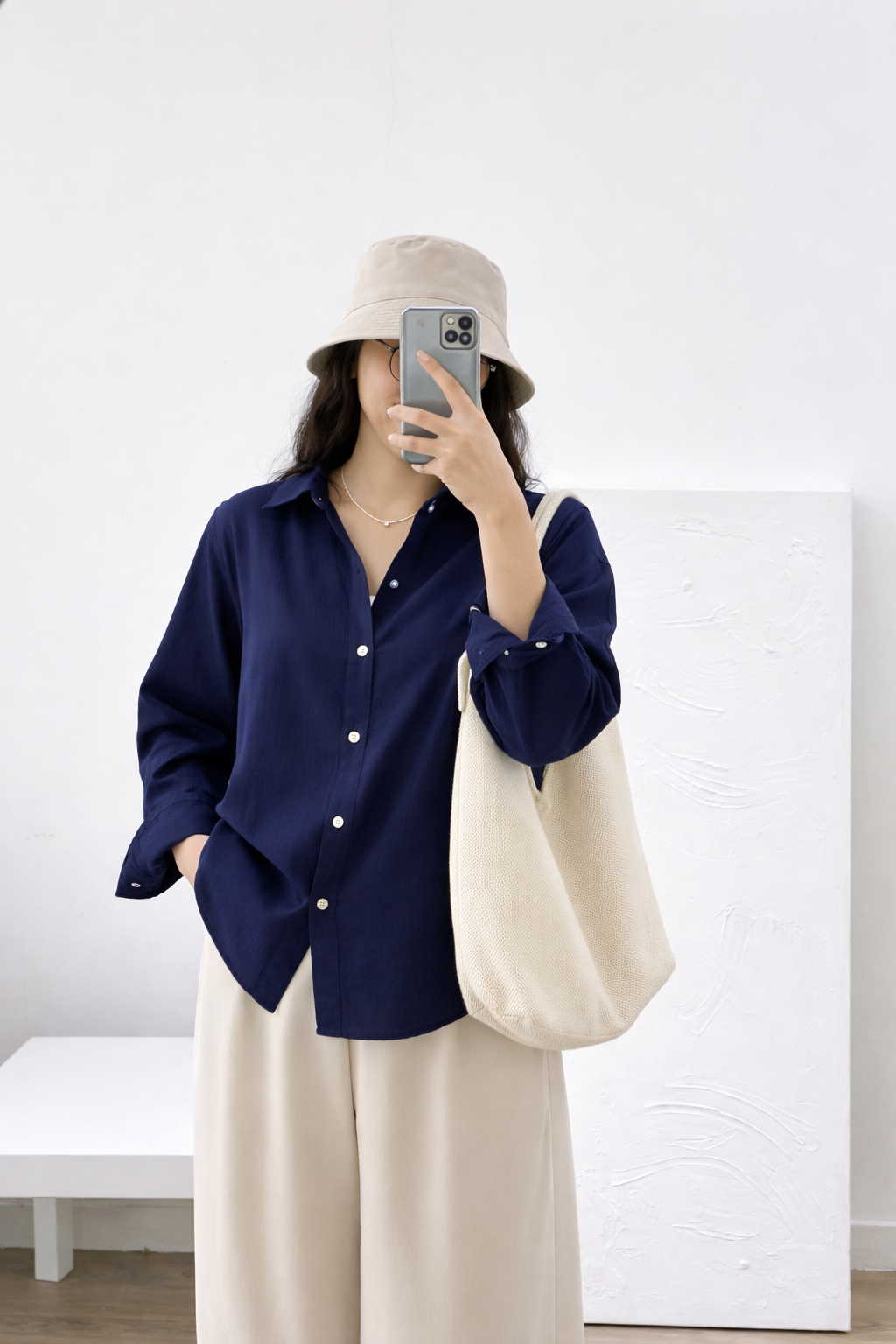 Navy Blue Basic Cotton Shirt
