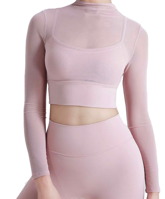 Pink Padded Mesh Top For Women