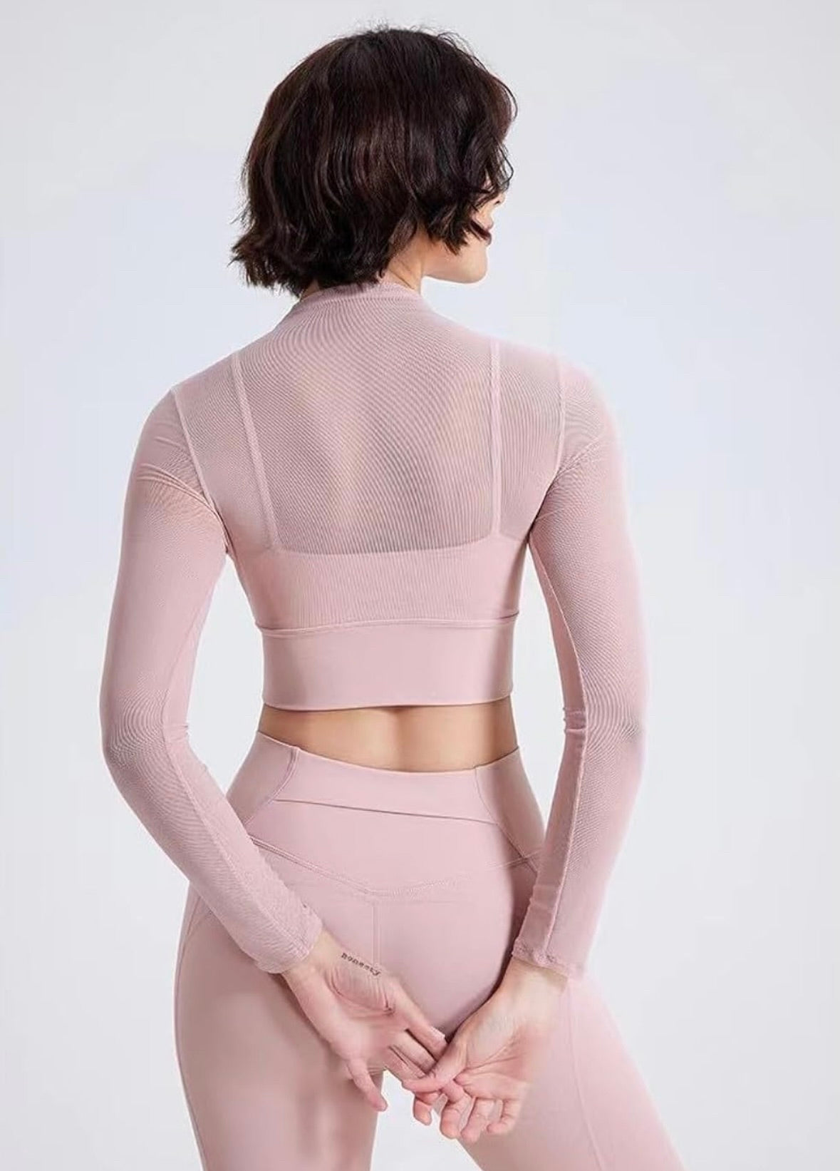 Pink Padded Mesh Top For Women