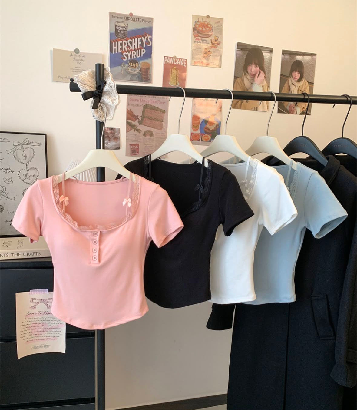 Lacey Bow Built-in Bra Tops