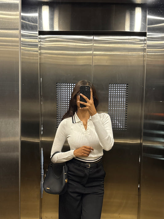 White polo full sleeve top