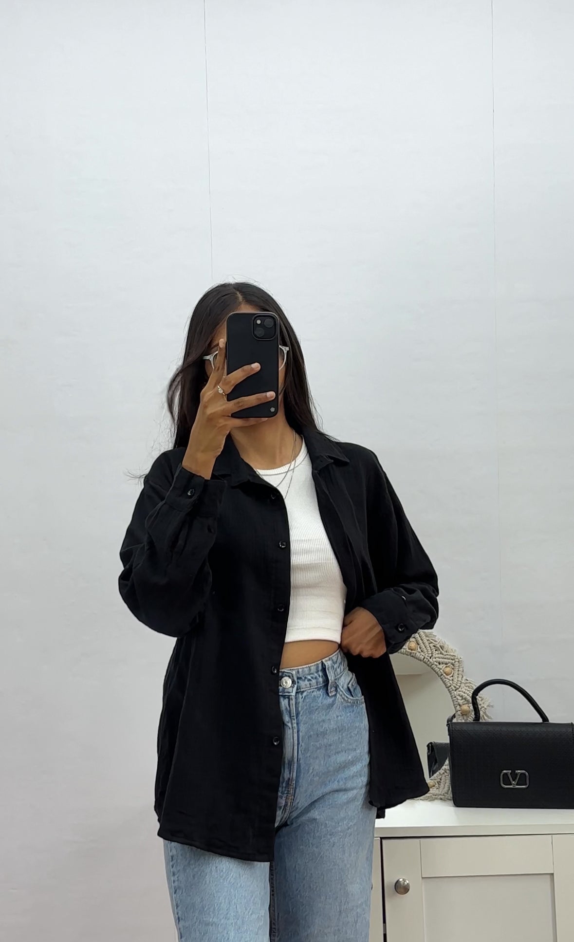 Black Oversized Comfortable Cotton Shirt For Women