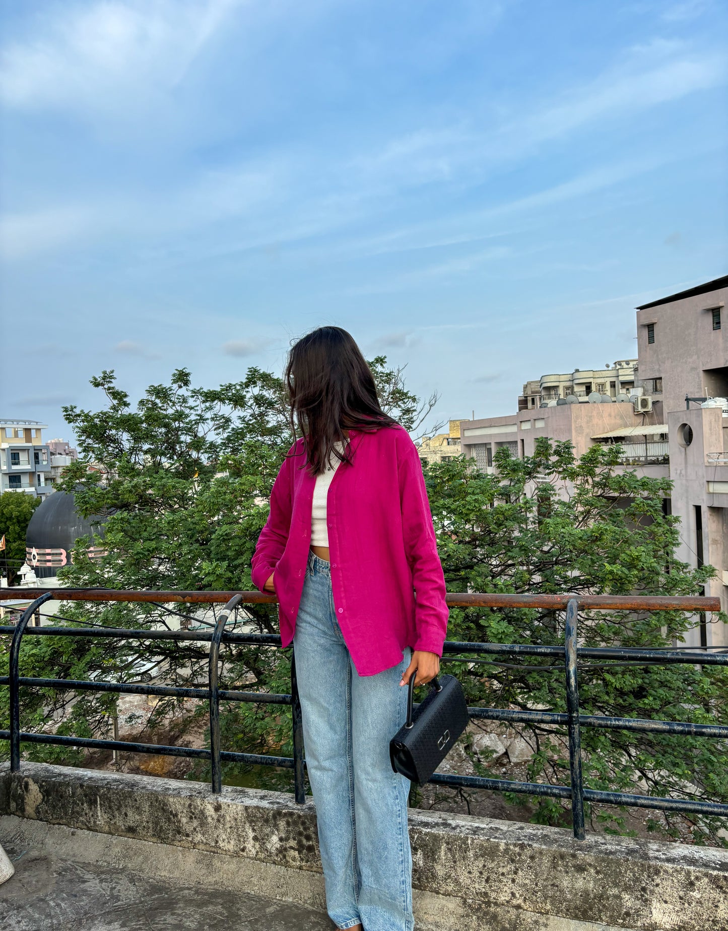 Pink Oversized Comfortable Cotton Shirt For Women