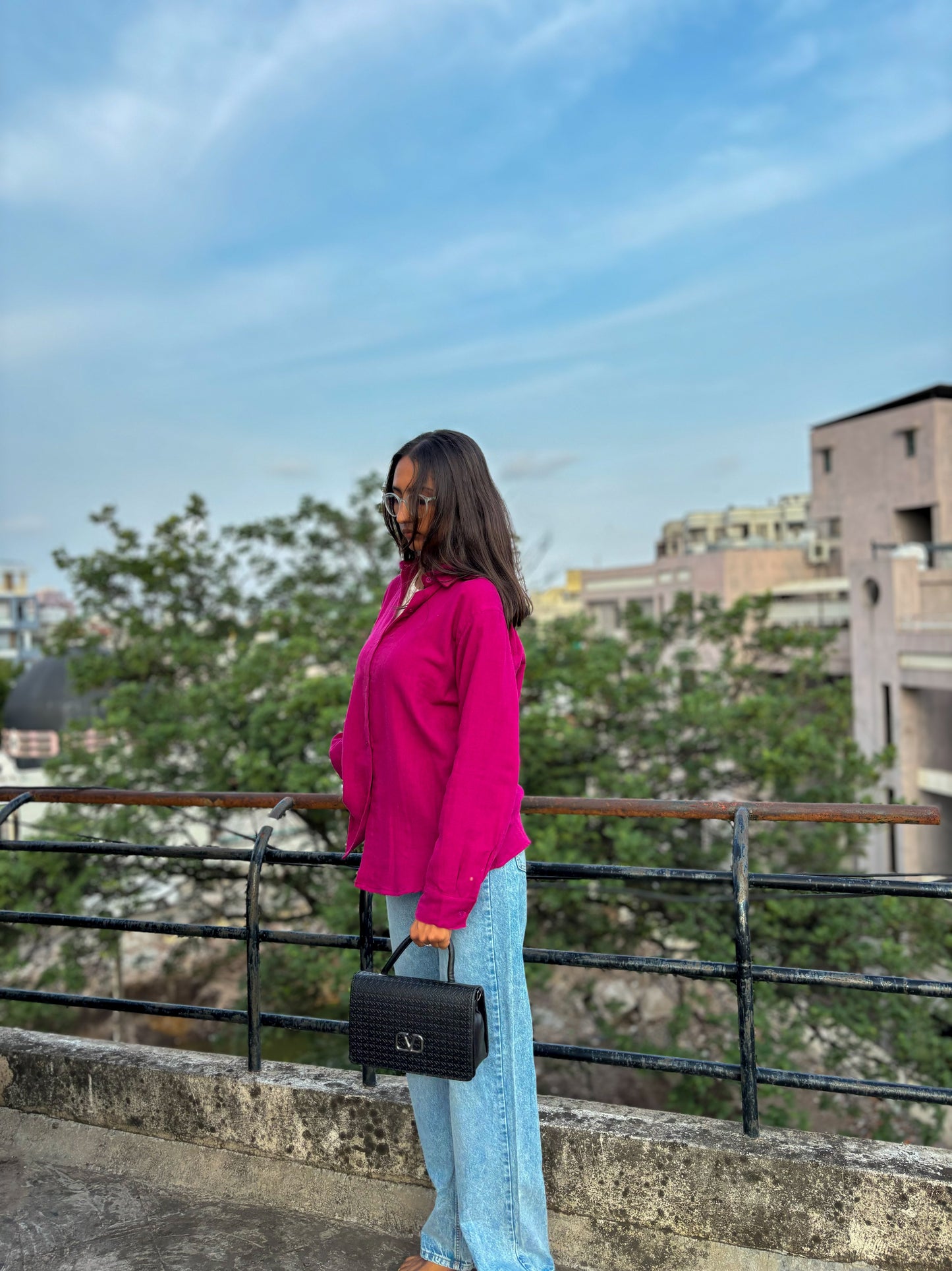 Pink Oversized Comfortable Cotton Shirt For Women