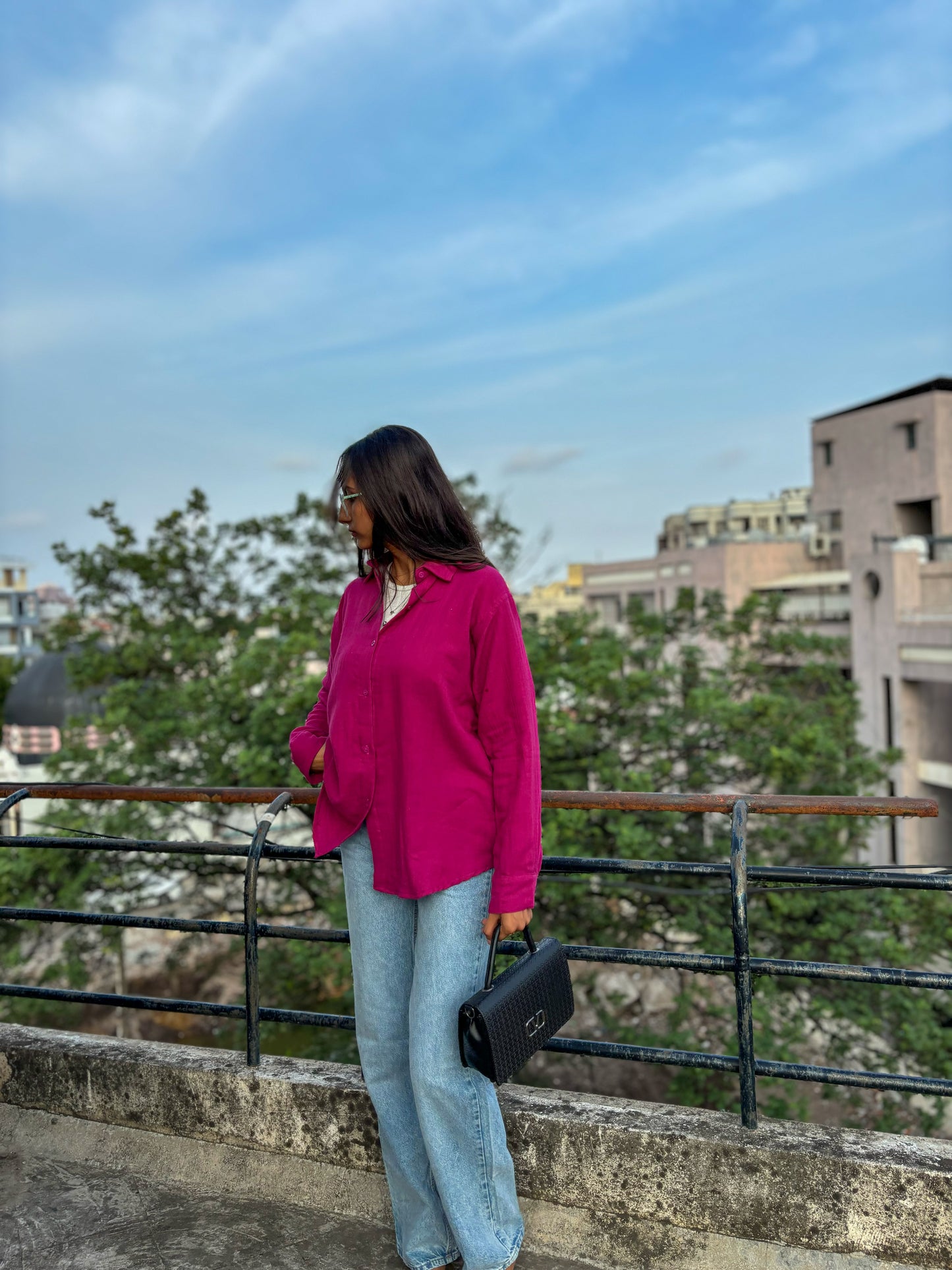 Pink Oversized Comfortable Cotton Shirt For Women