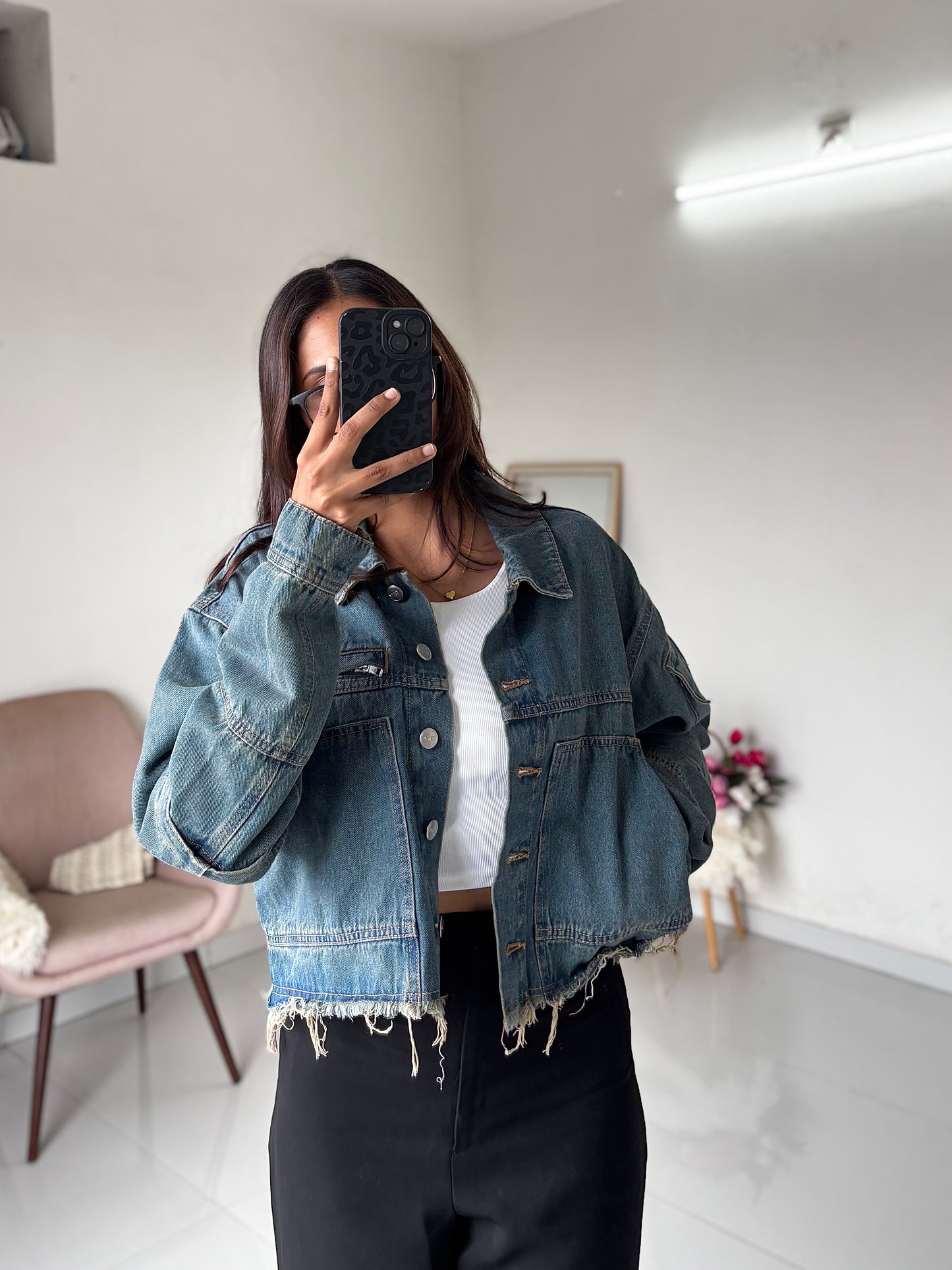 Classic blue denim cargo jacket