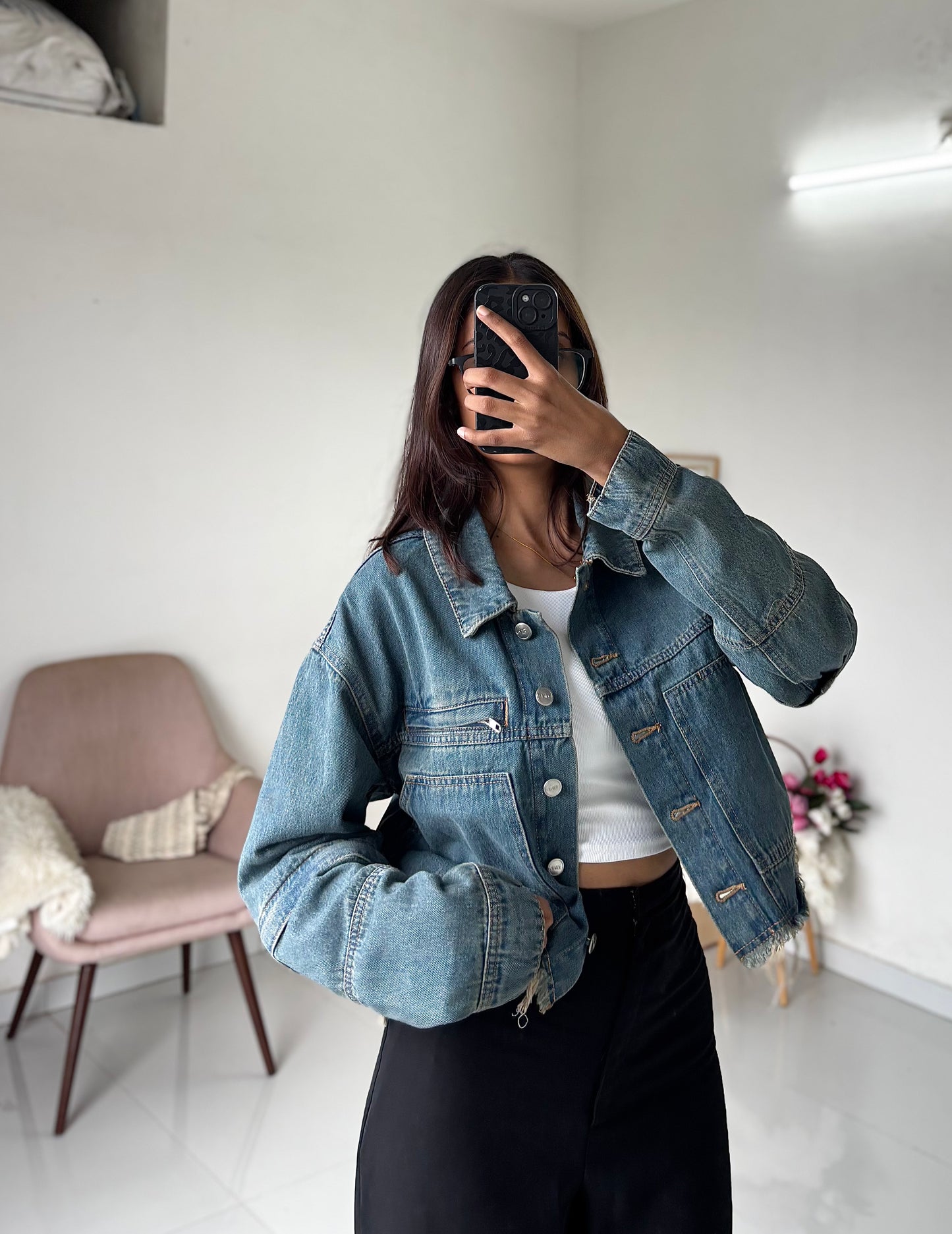 Classic blue denim cargo jacket