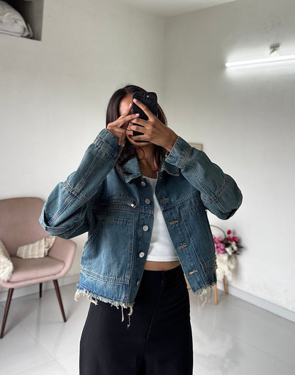 Classic blue denim cargo jacket