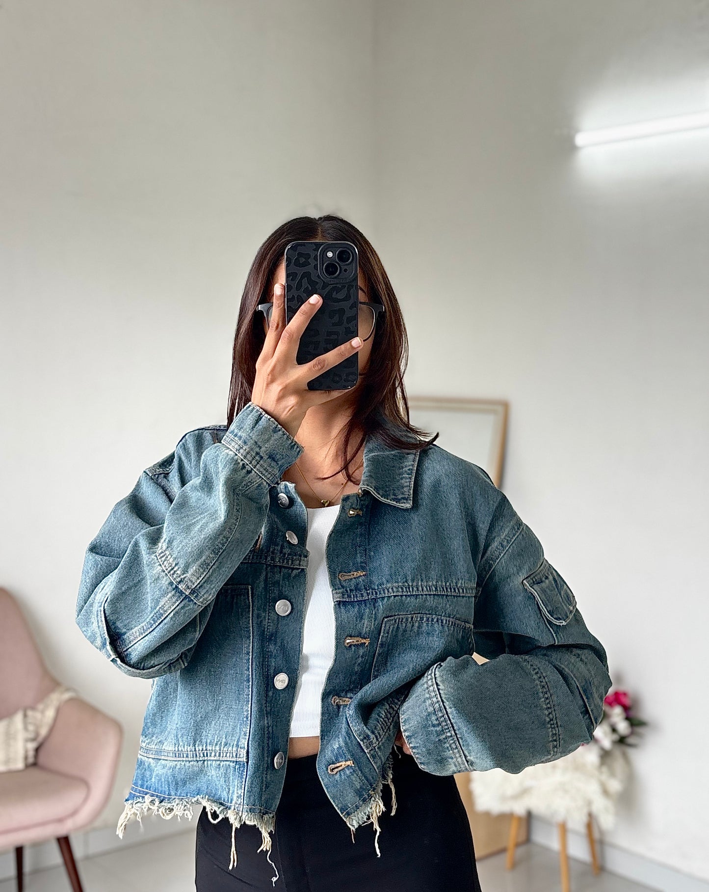 Classic blue denim cargo jacket