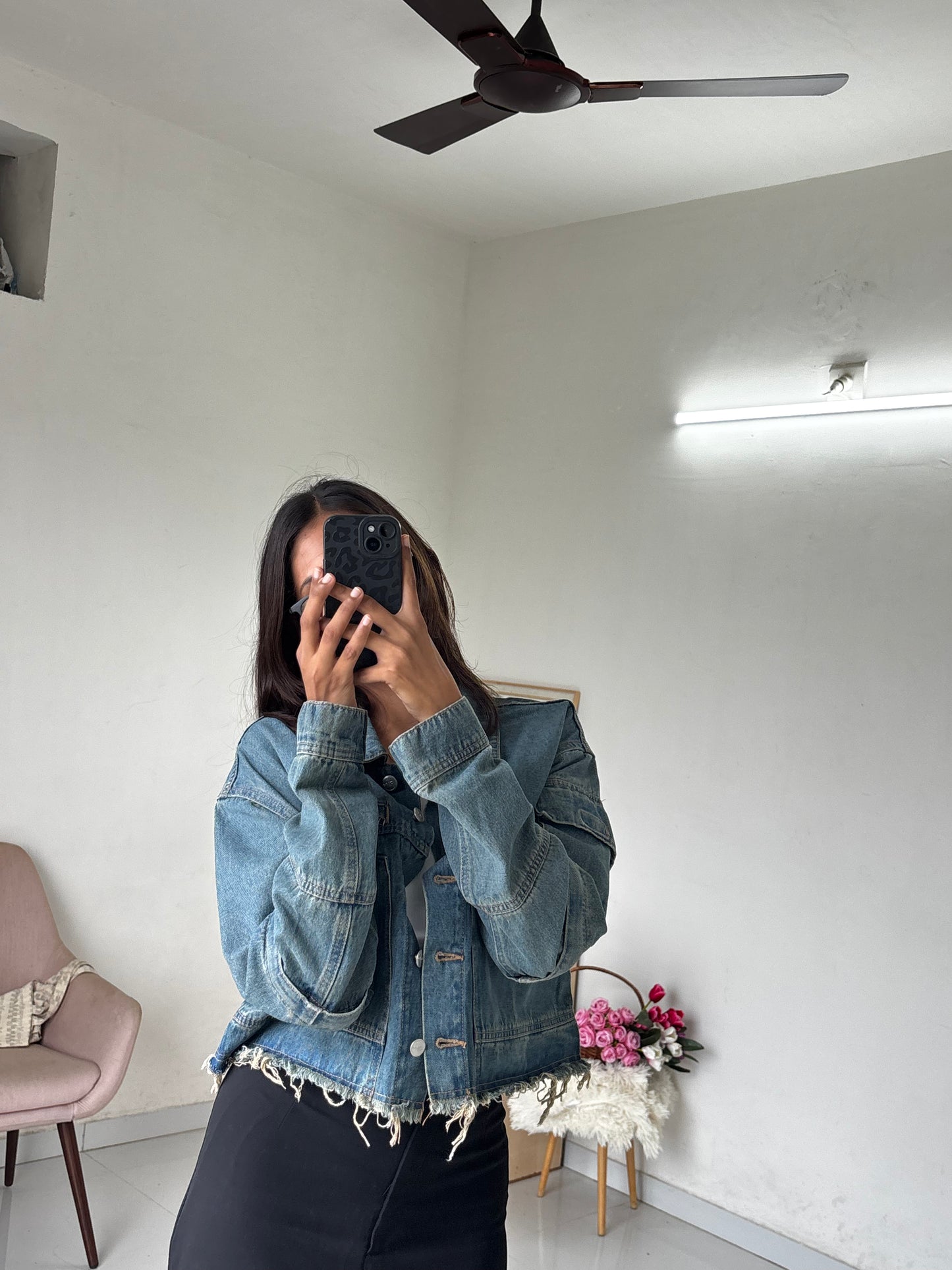 Classic blue denim cargo jacket