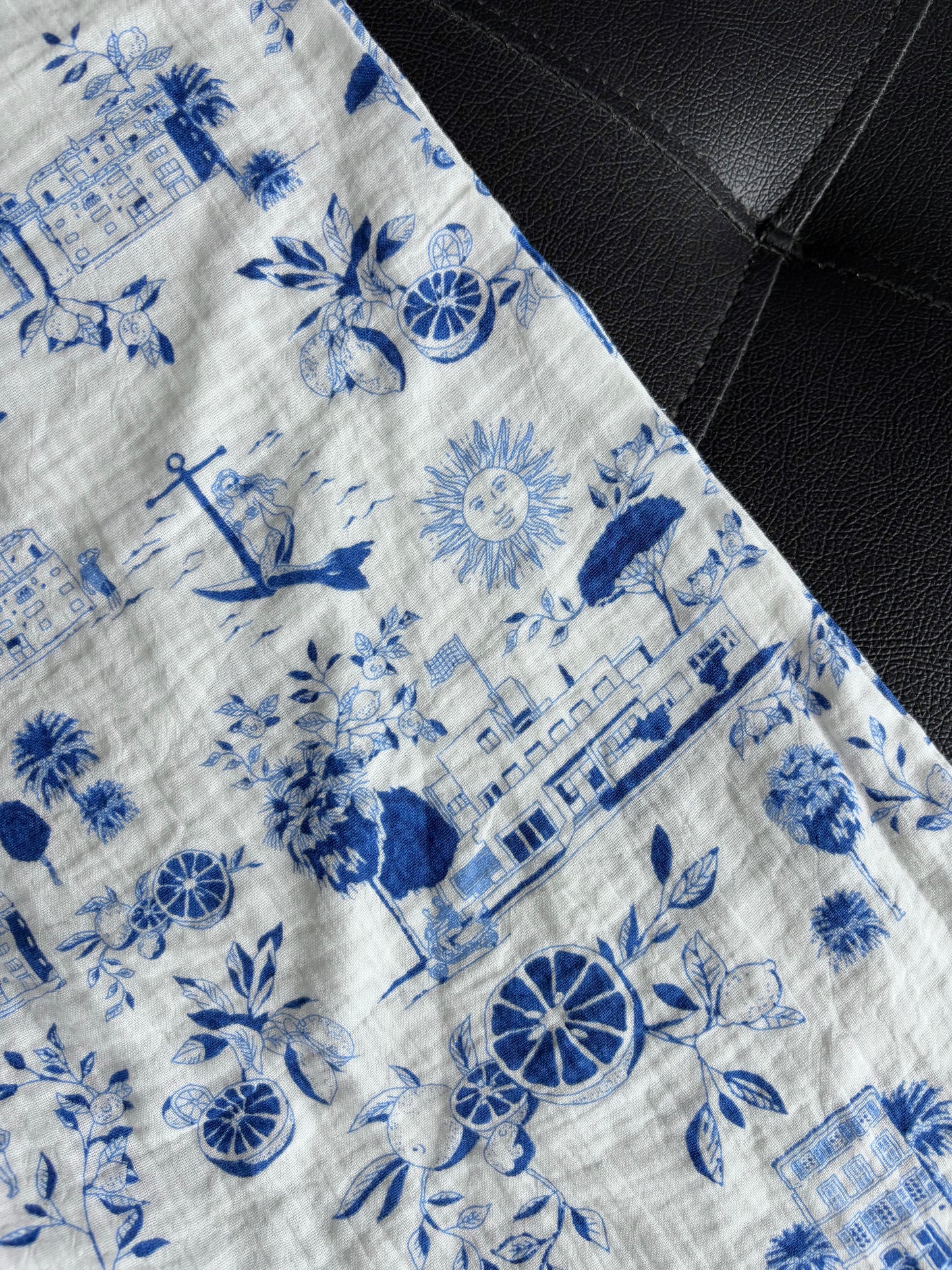 White & Blue Printed Pants