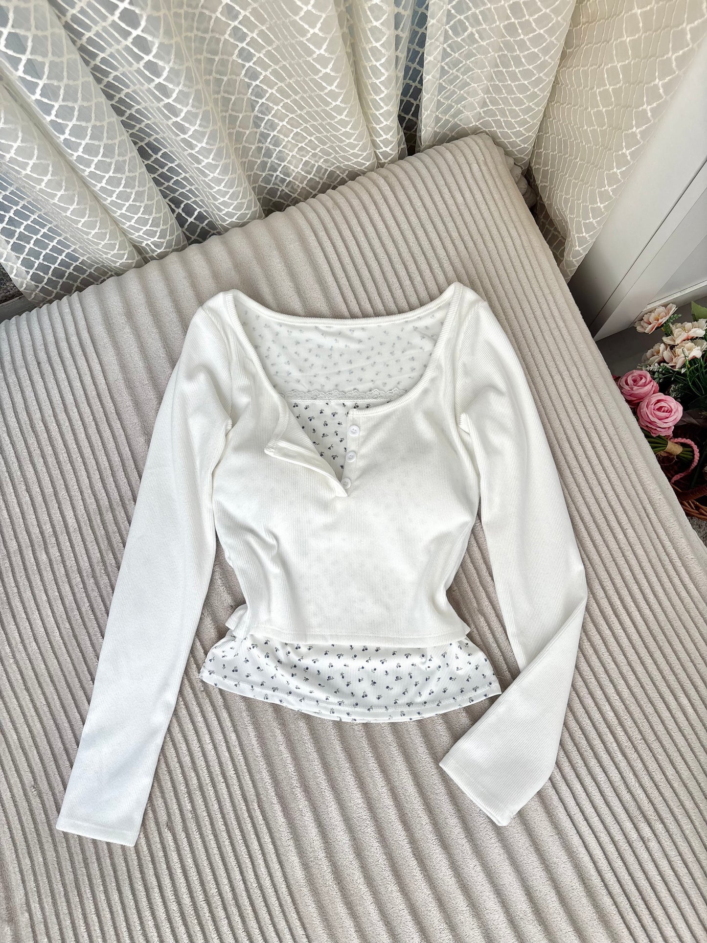 Layered Full Sleeve Built-in Bra Top