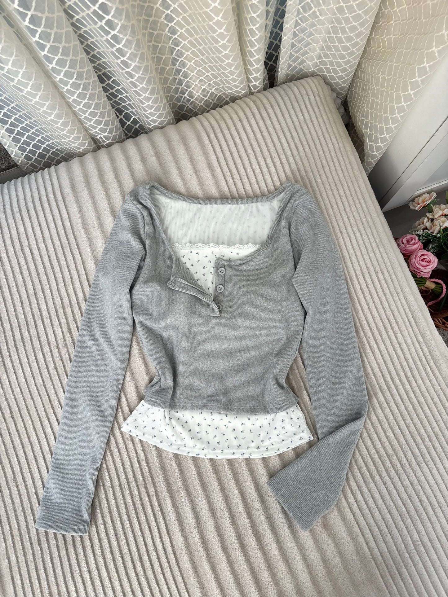 Layered Full Sleeve Built-in Bra Top