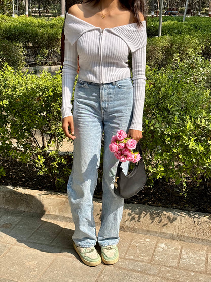 Monalisa Off Shoulder Top with Zipper