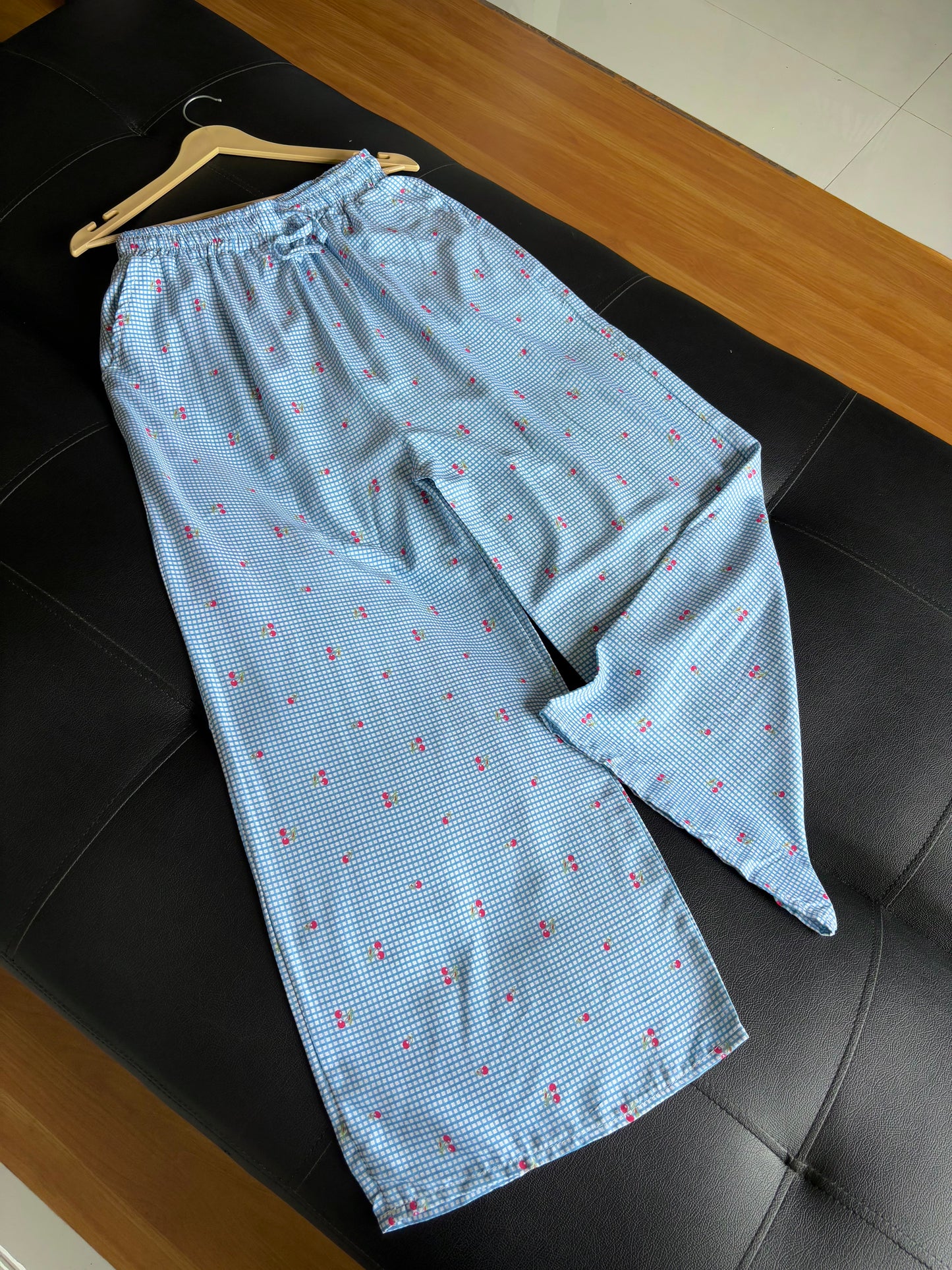 Blue Cherry Striped Pants
