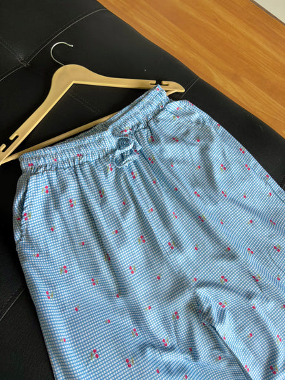 Blue Cherry Striped Pants