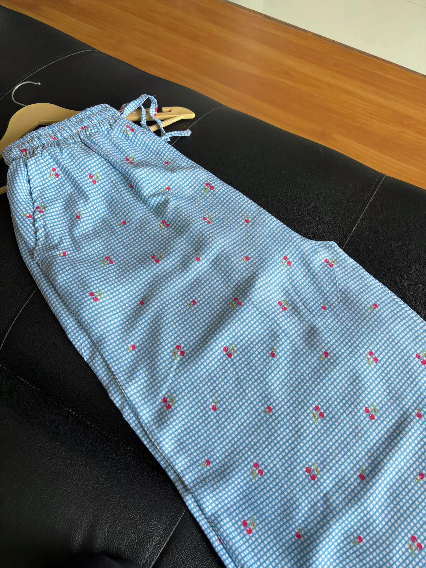 Blue Cherry Striped Pants