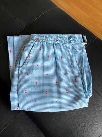 Blue Cherry Striped Pants