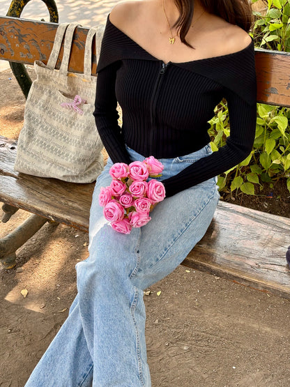 Monalisa Off Shoulder Top with Zipper