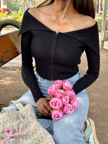 Monalisa Off Shoulder Top with Zipper