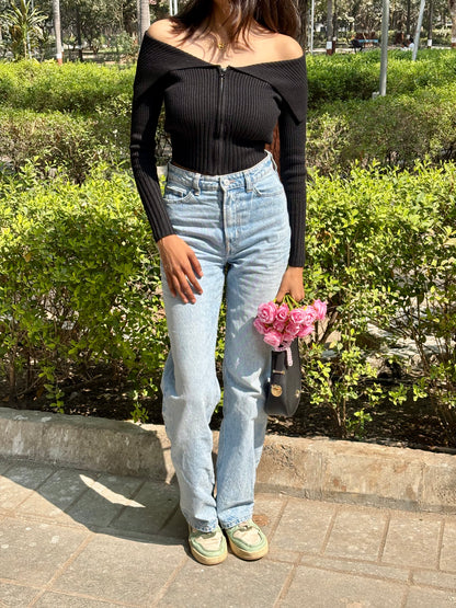 Monalisa Off Shoulder Top with Zipper