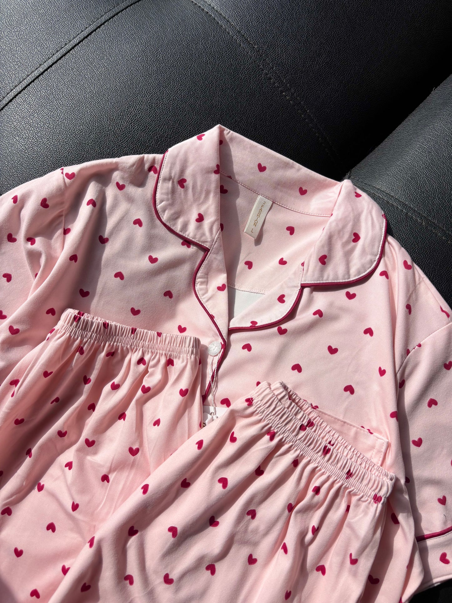 Pink Heart 3 Piece Night Suit