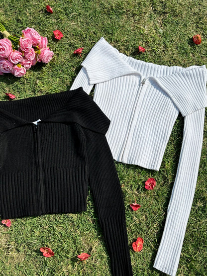 Monalisa Off Shoulder Top with Zipper