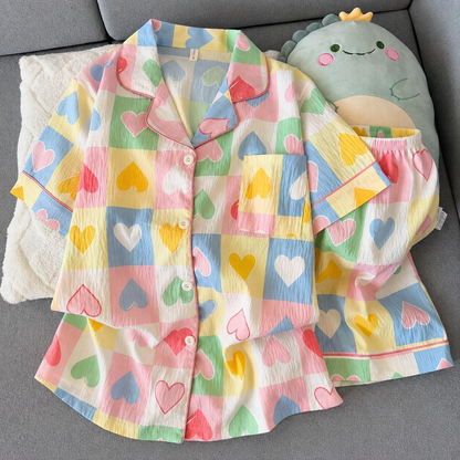 Pastel Heart 3 Piece Night Suit
