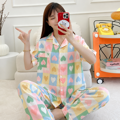 Pastel Heart 3 Piece Night Suit