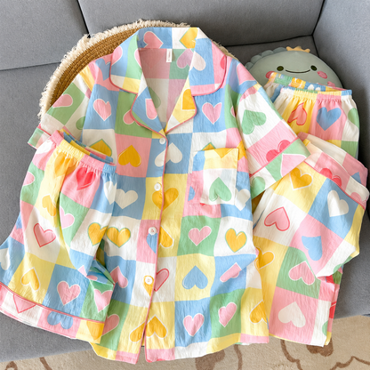 Pastel Heart 3 Piece Night Suit