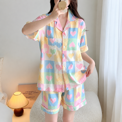 Pastel Heart 3 Piece Night Suit