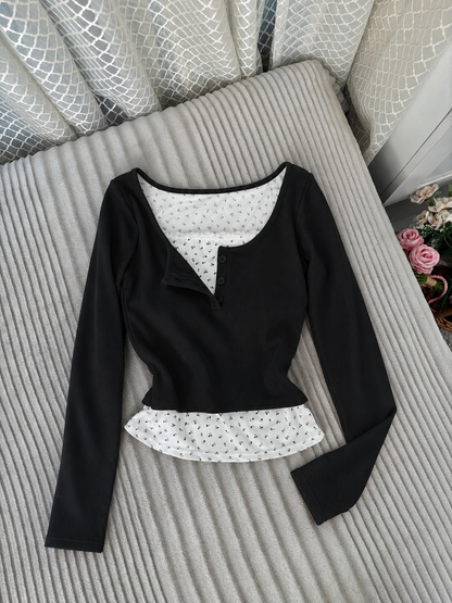 Layered Full Sleeve Built-in Bra Top