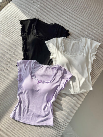 Basic Soft Lace In-built Bra Tops